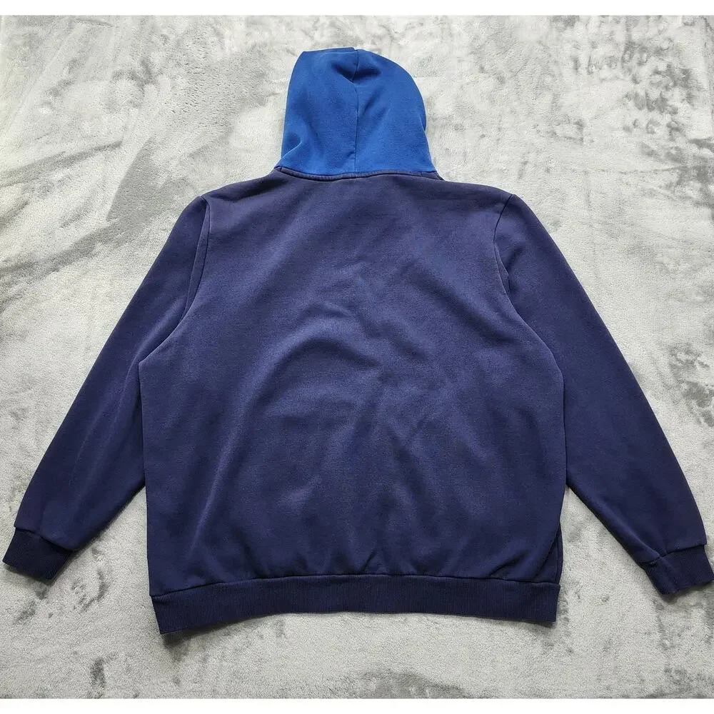 Puma Hoodie Mens XXL Blue Color Block Pullover Sweatshirt Logo Sporty Athleisure_6